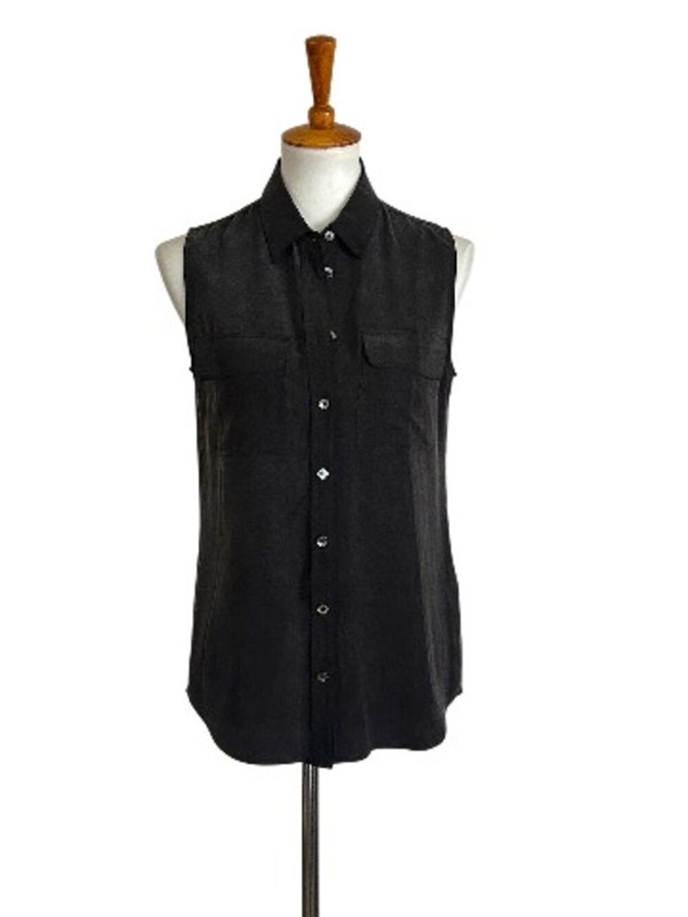 Equipment Femme 100% Silk Sleeveless Button Down Blouse Black XS